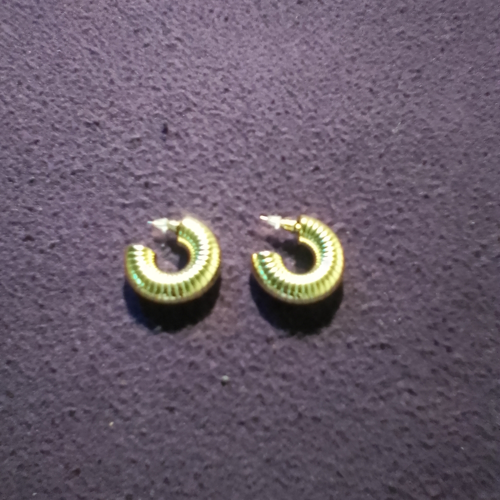 Gold-Tone Textured Hoop Earrings - Women Jewelry